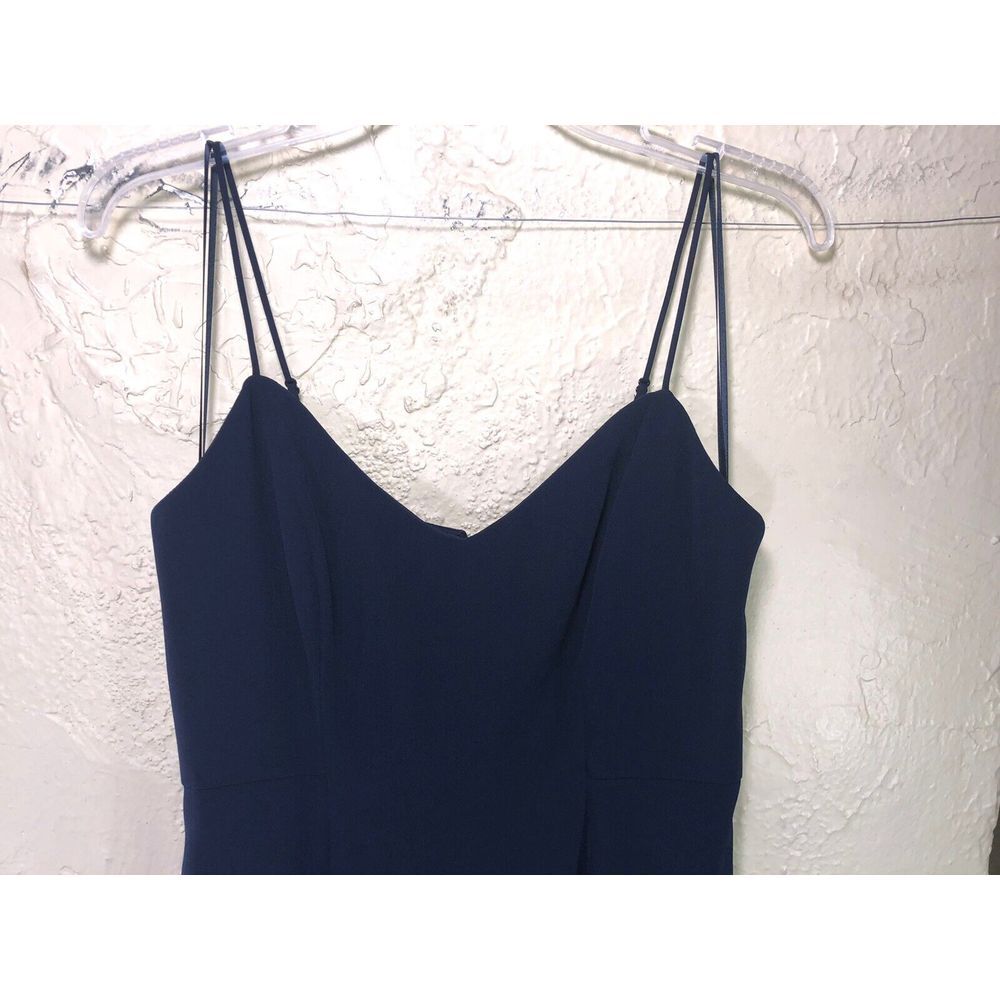 J. Crew Petite Drapey Spaghetti Strap Dress W Side Slit Sz 6 Petite Navy Blue - Picture 2 of 8